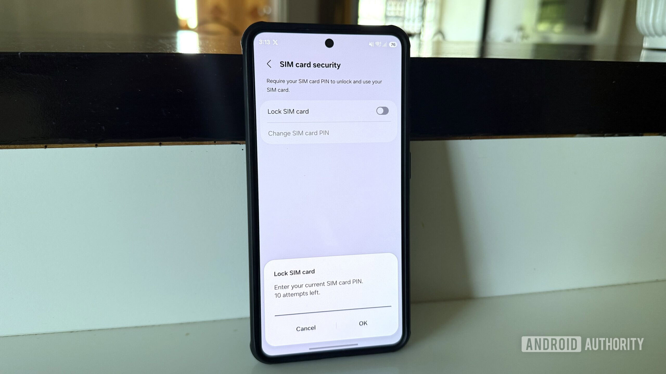 Telefone Android mostrando o menu de configurações de bloqueio do SIM