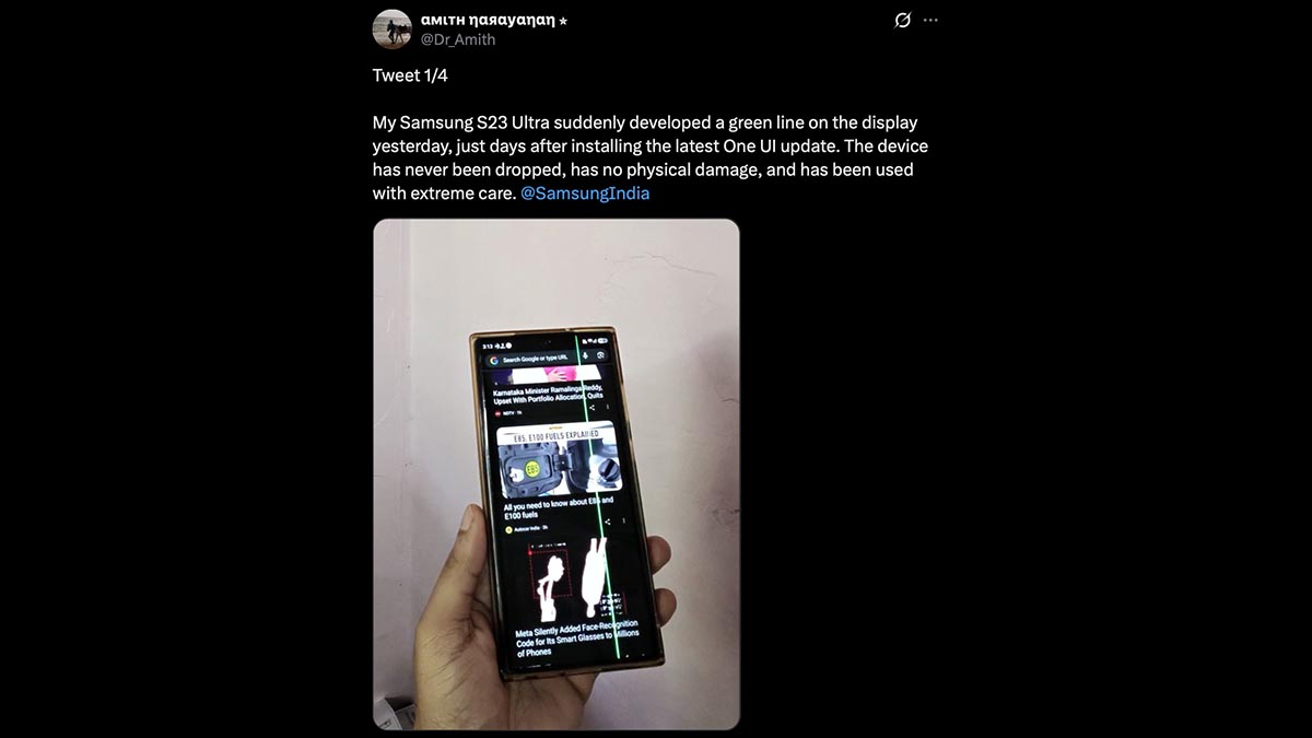 linha verde do galaxy s23 problema uma imagem de atualização da interface do usuário1