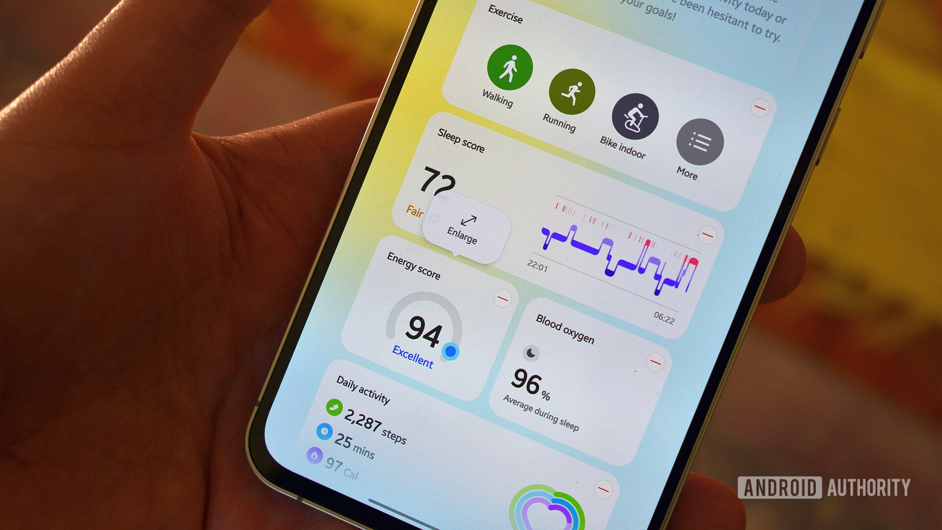 Redesenho do aplicativo Samsung Health, ampliação dos widgets do painel 1 Redesenho do aplicativo Samsung Health, ampliação dos widgets do painel 1
