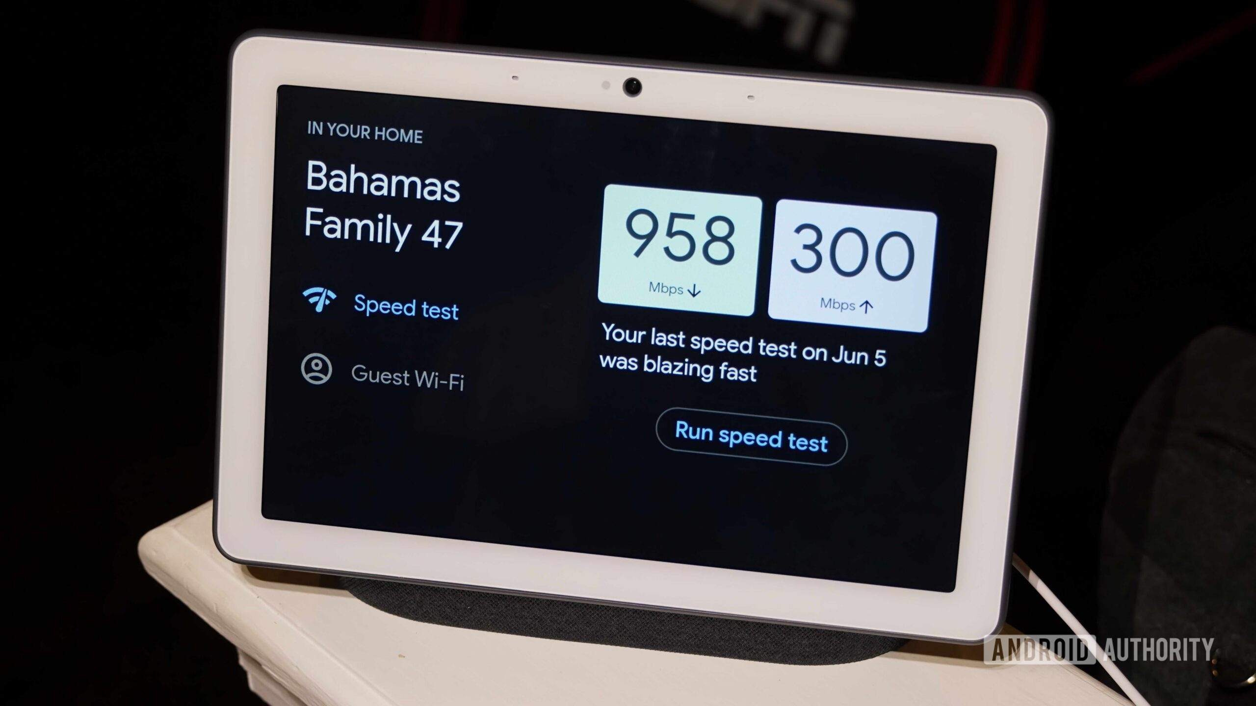Um teste de velocidade realizado pela Gemini em um Nest Wi-Fi Pro.
