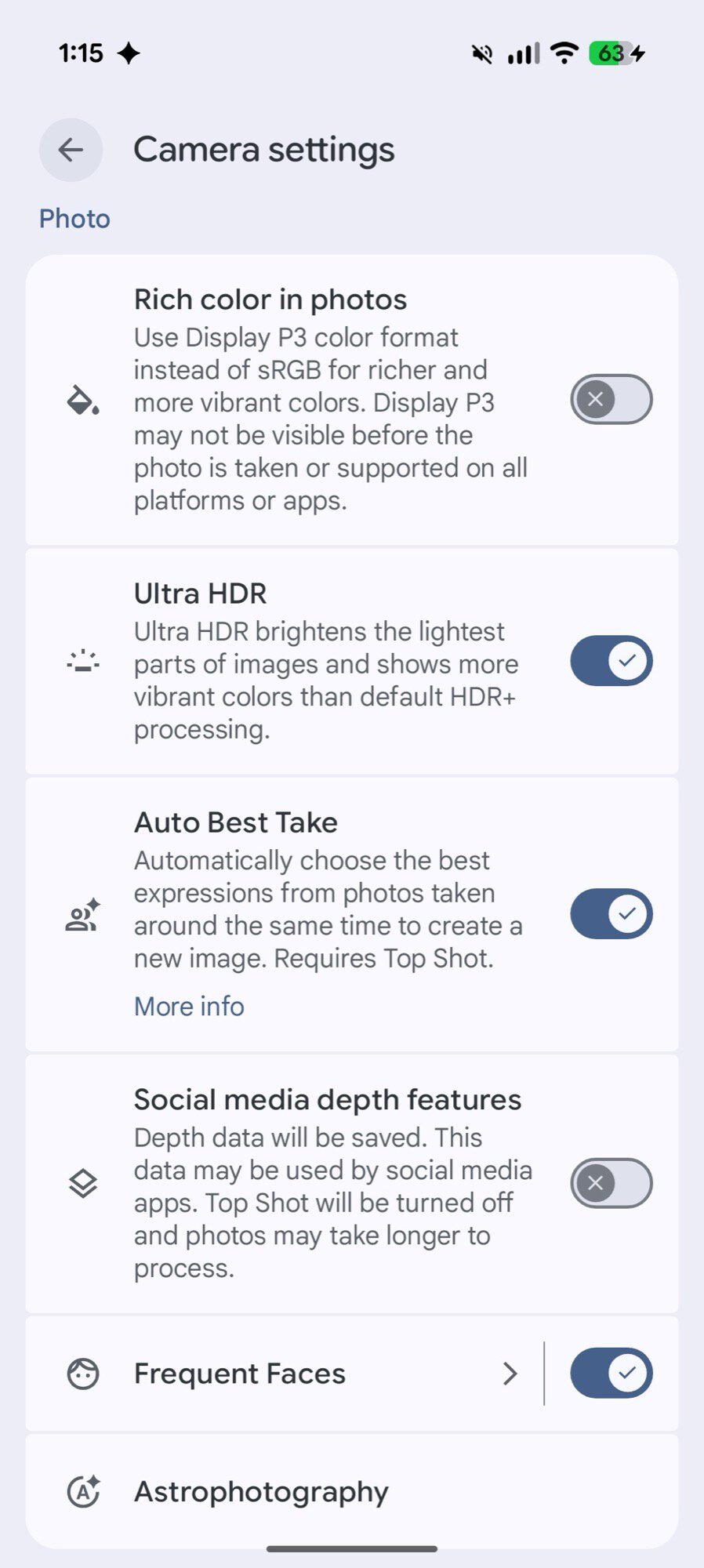 captura de tela pixel 10 aplicativo de câmera configuração automática de melhor captura