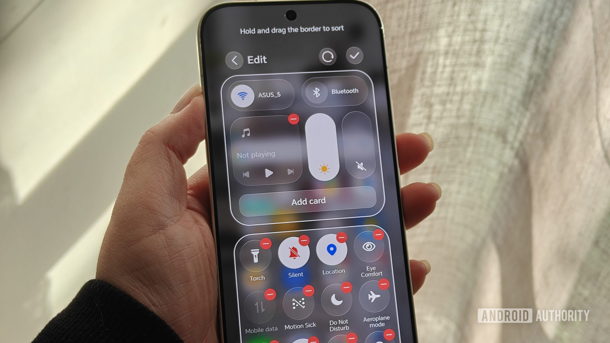 editando configurações rápidas em um smartphone Android