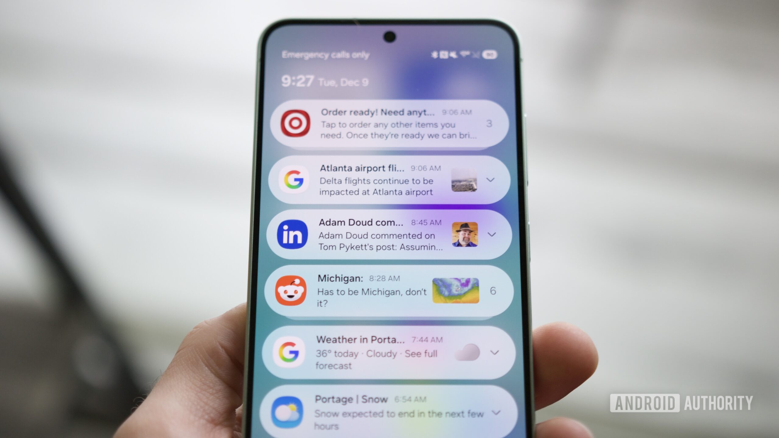 Notificações em um telefone Samsung.