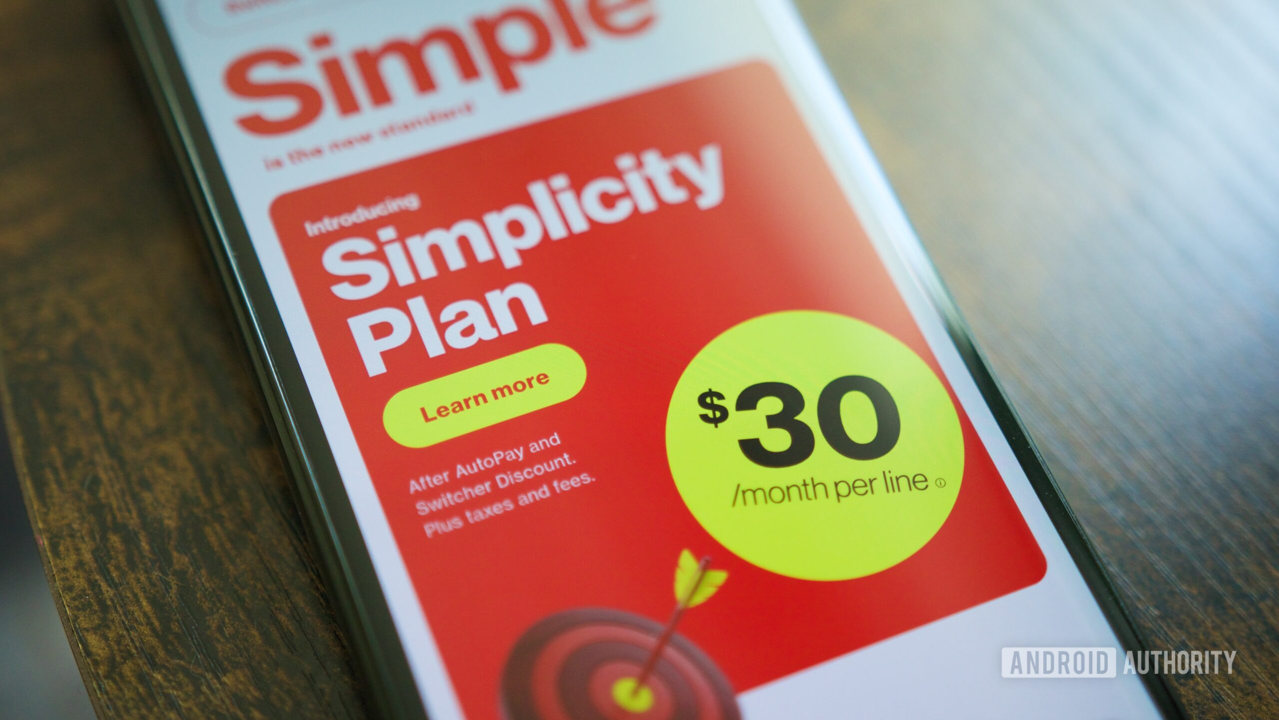 O site da Verizon anunciando o novo plano Verizon Simplicity.