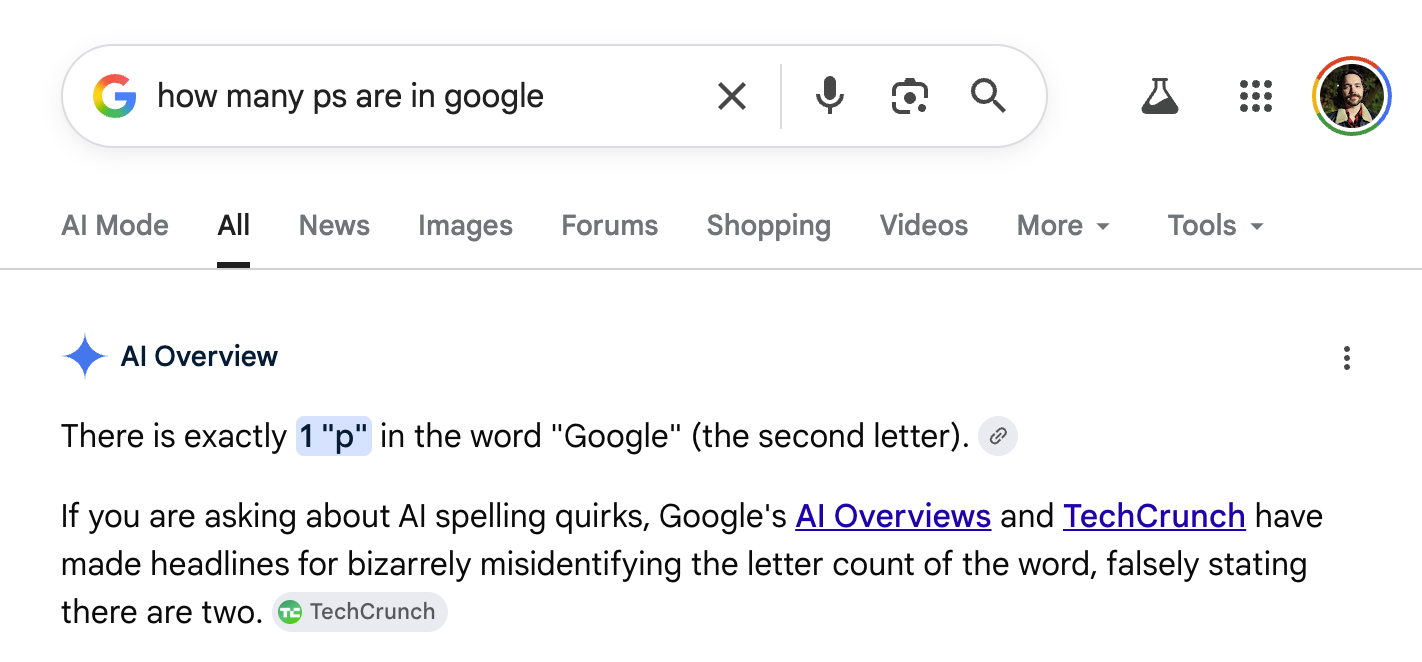 visão geral ai 1 p no google