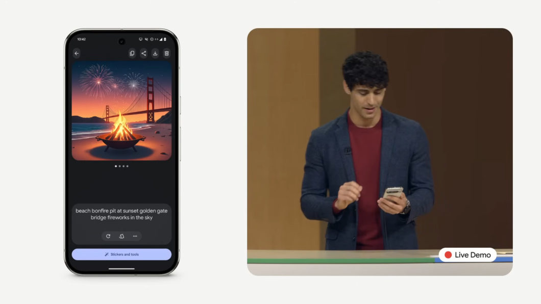 Captura da apresentação do Google sobre o Pixel Studio