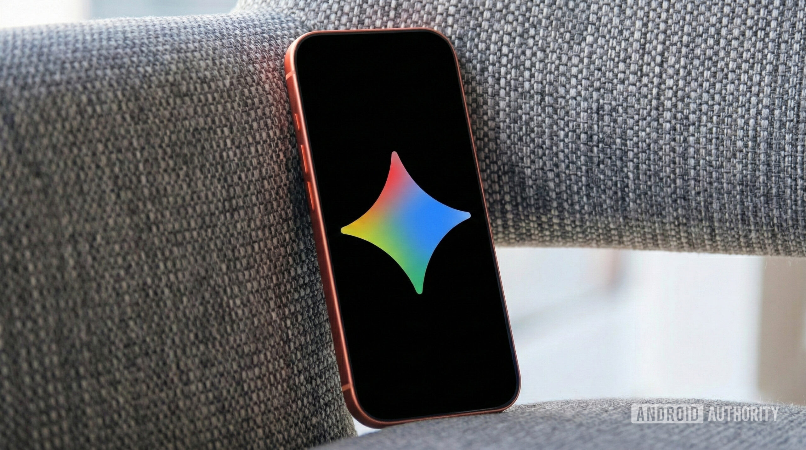 logotipo gêmeos iphone 17 pro Logotipo Gemini em um iPhone 17 Pro.
