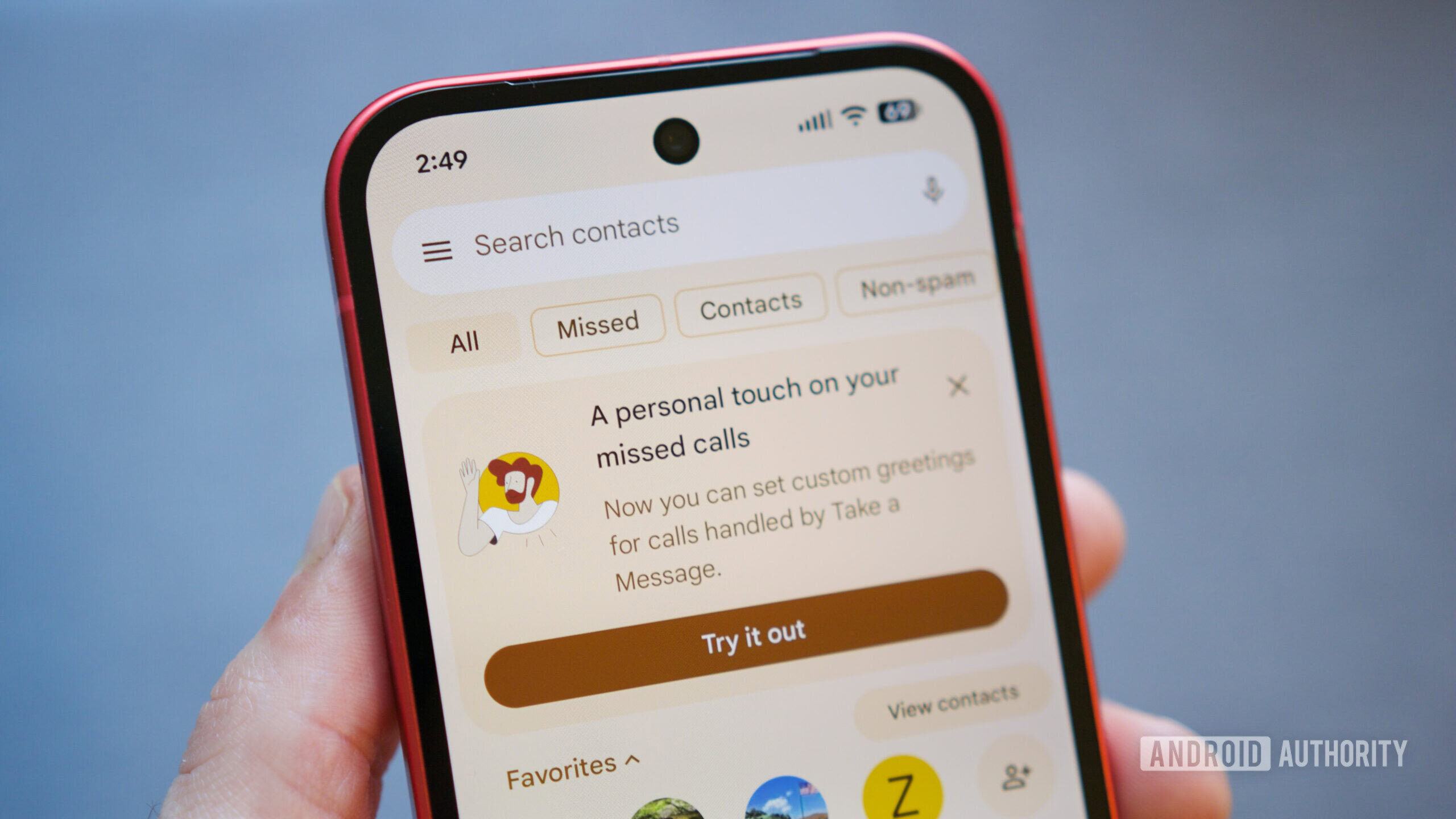 Pop-up para criar uma gravação personalizada do Take a Message no aplicativo Google Phone.