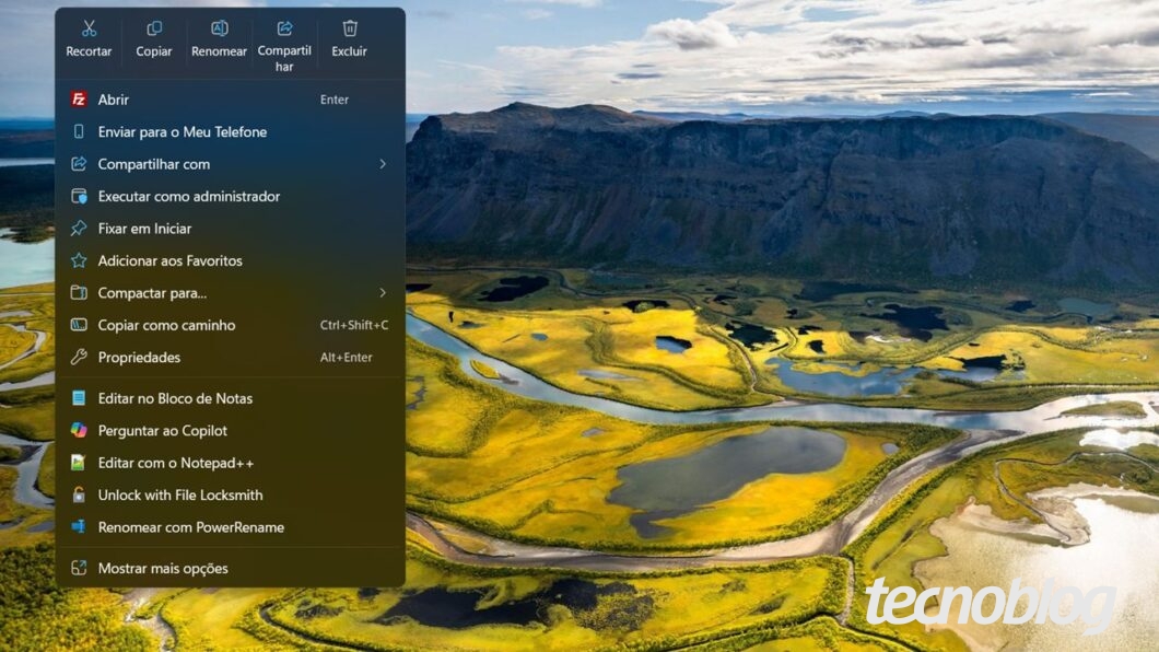 Menu de contexto no Windows 11