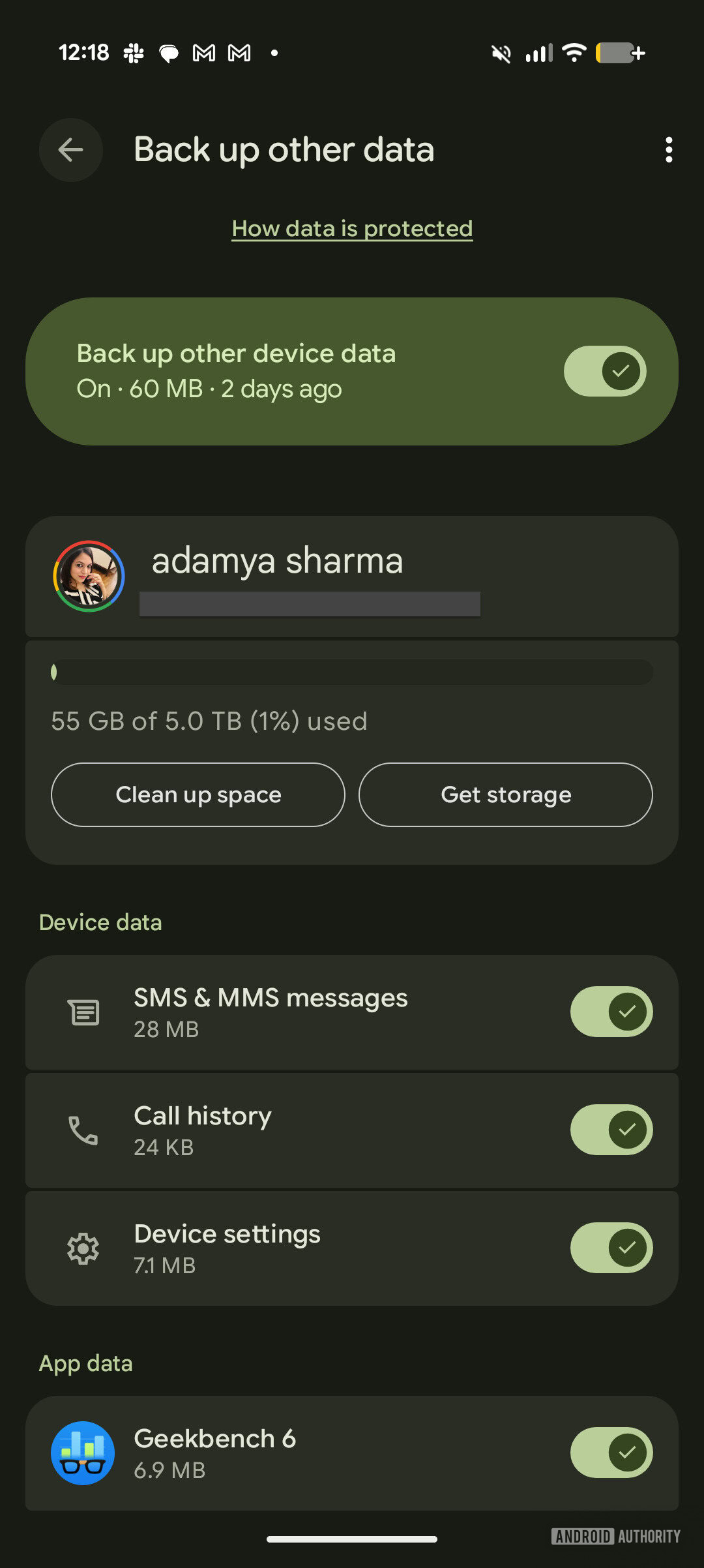 Faça backup de outras configurações de dados no Pixel