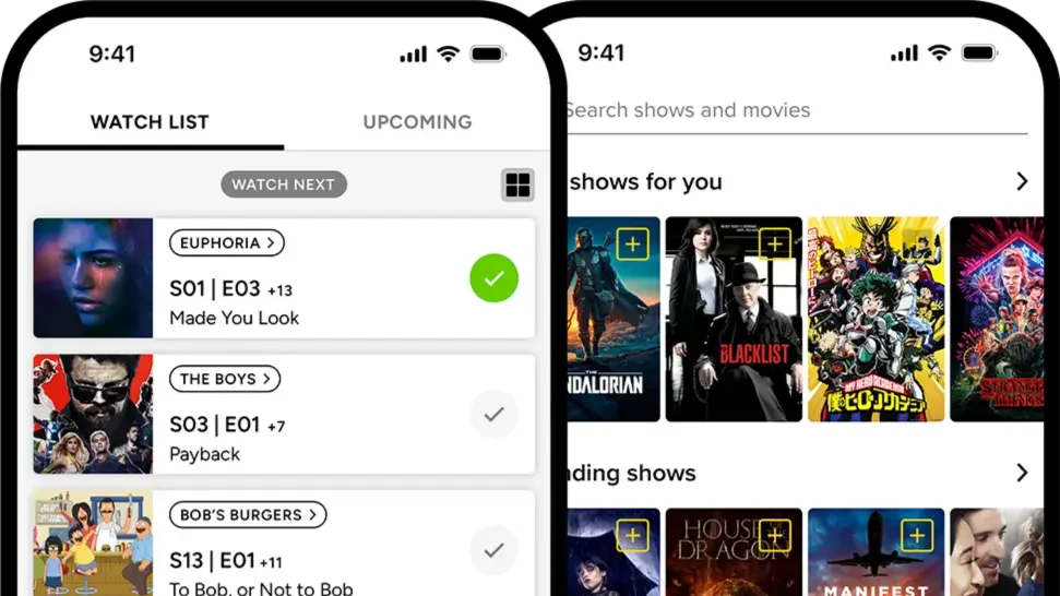 Tela do app TV Time mostrando listas e próximos episódios para organizar e descobrir séries e filmes