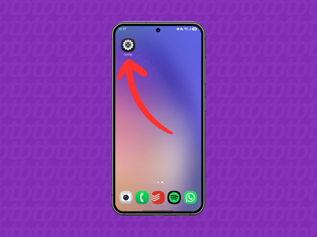 Abrindo as configurações do celular Android (ícone de engrenagem na tela inicial)