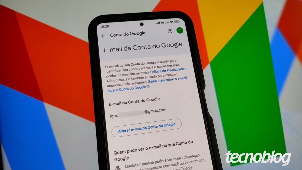 Ilustração da página que permite a alteração de e-mail do Gmail