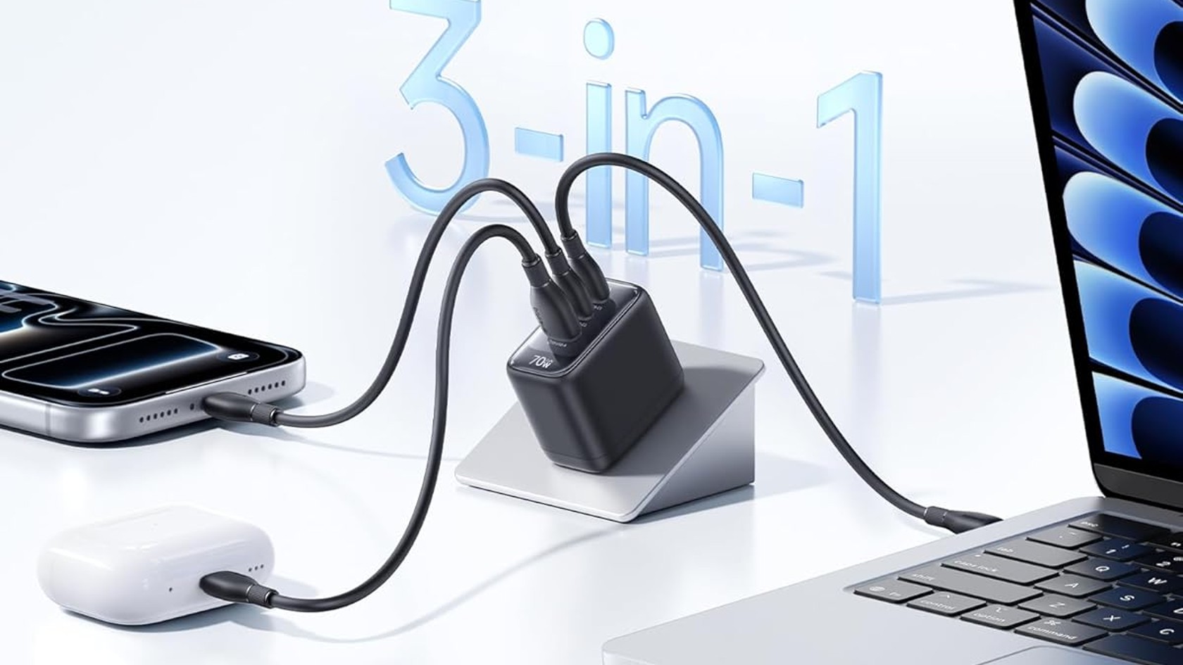 Imagem de imprensa do carregador Baseus Enerfill 70W USB C Imagem de imprensa do carregador Baseus Enerfill 70W USB C