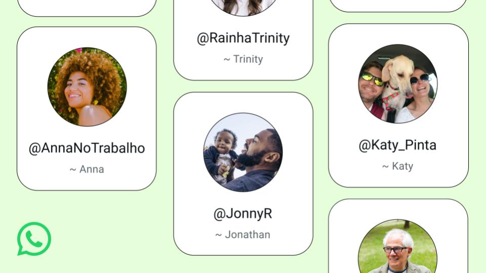 Print do recurso de nomes de usuário do WhatsApp, mostrando alguns usernames