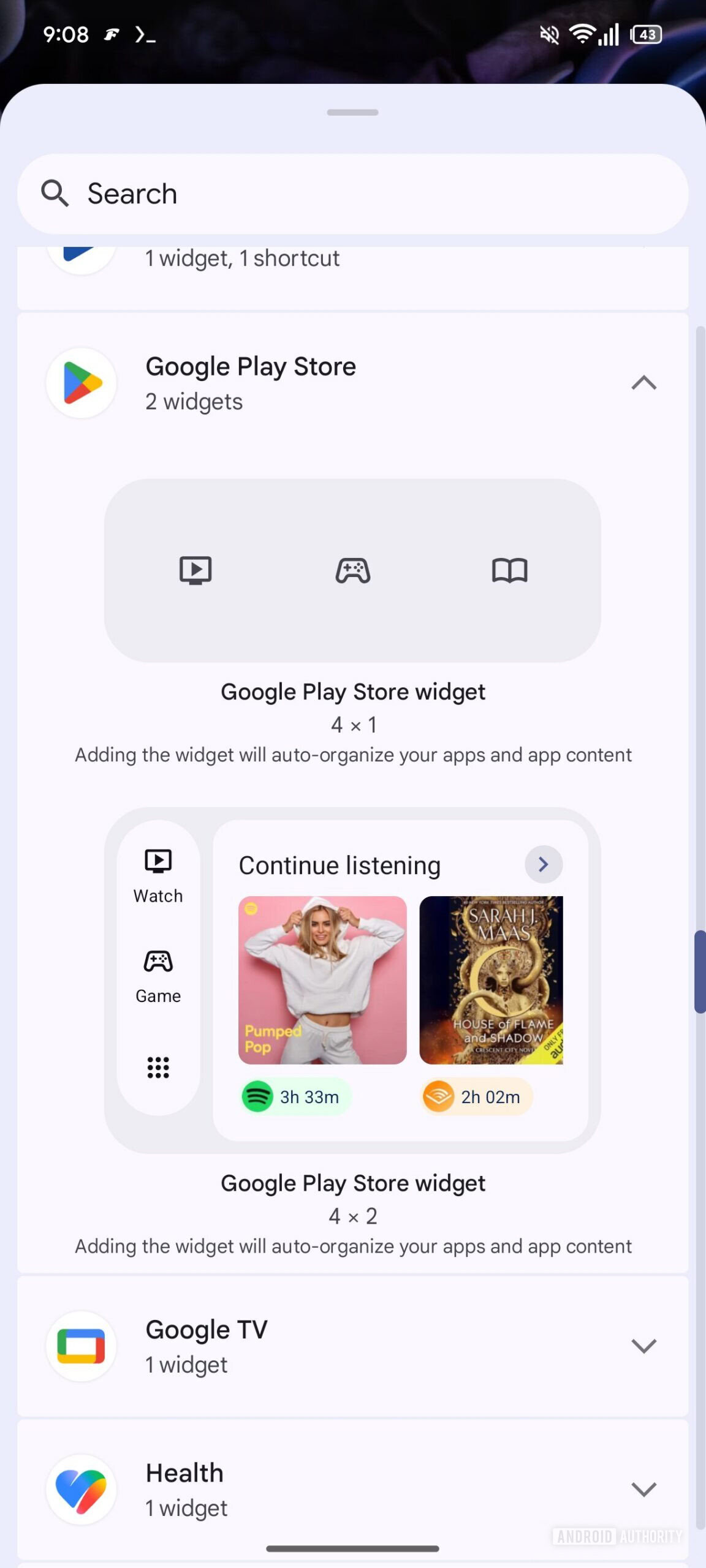 widgets de coleções da Play Store 1