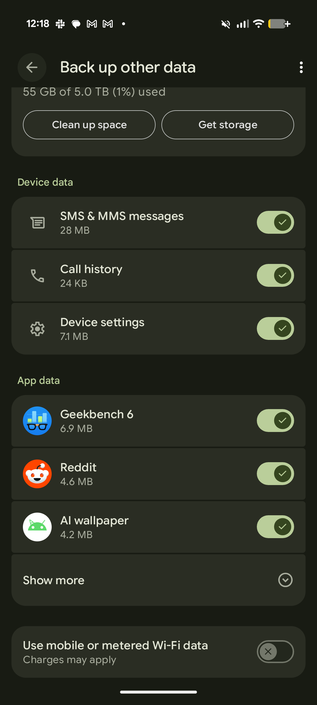 Dados do dispositivo novos alternadores no Pixel